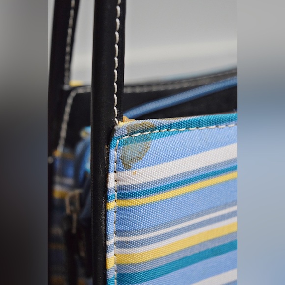 VINTAGE Kate Spade New York Multicolour Striped Handbag Y2K Retro Purse Designer - Picture 7 of 16